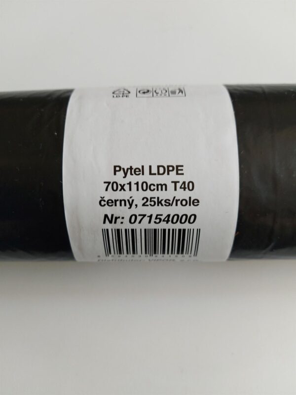 Pytel na odpad LDPE 120 litrů, 70x110 cm, T40, černý (25 ks) - Obrázek 2