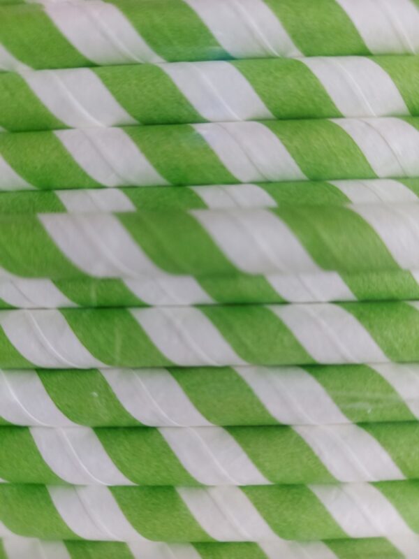 Papírová brčka JUMBO pruhovaná zeleno-bílá 8/250 mm (balení 100 ks) - Obrázek 2
