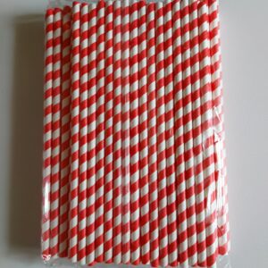 Papírová brčka JUMBO pruhovaná červeno-bílá 8/250 mm (balení 100 ks)