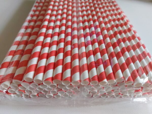 Papírová brčka JUMBO pruhovaná červeno-bílá 8/250 mm (balení 100 ks) - Obrázek 3